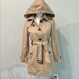 MICHAEL Michael Kors Tan Hooded Trench Coat